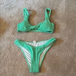 SHEIN Green Textured Bikini Set